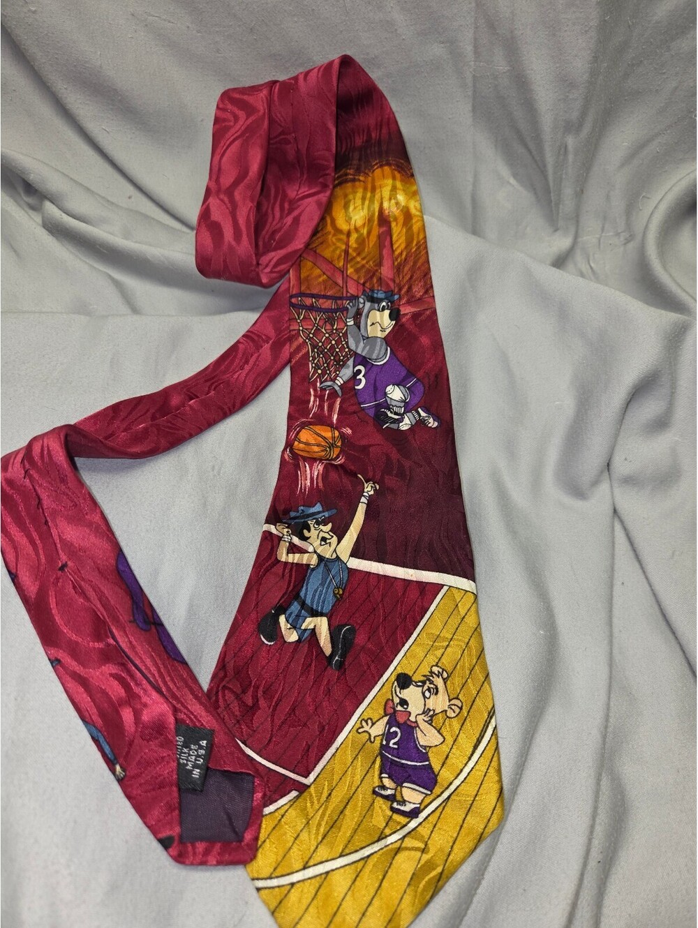 Vintage Hanna-Barbera Basketball Cartoon Silk Tie